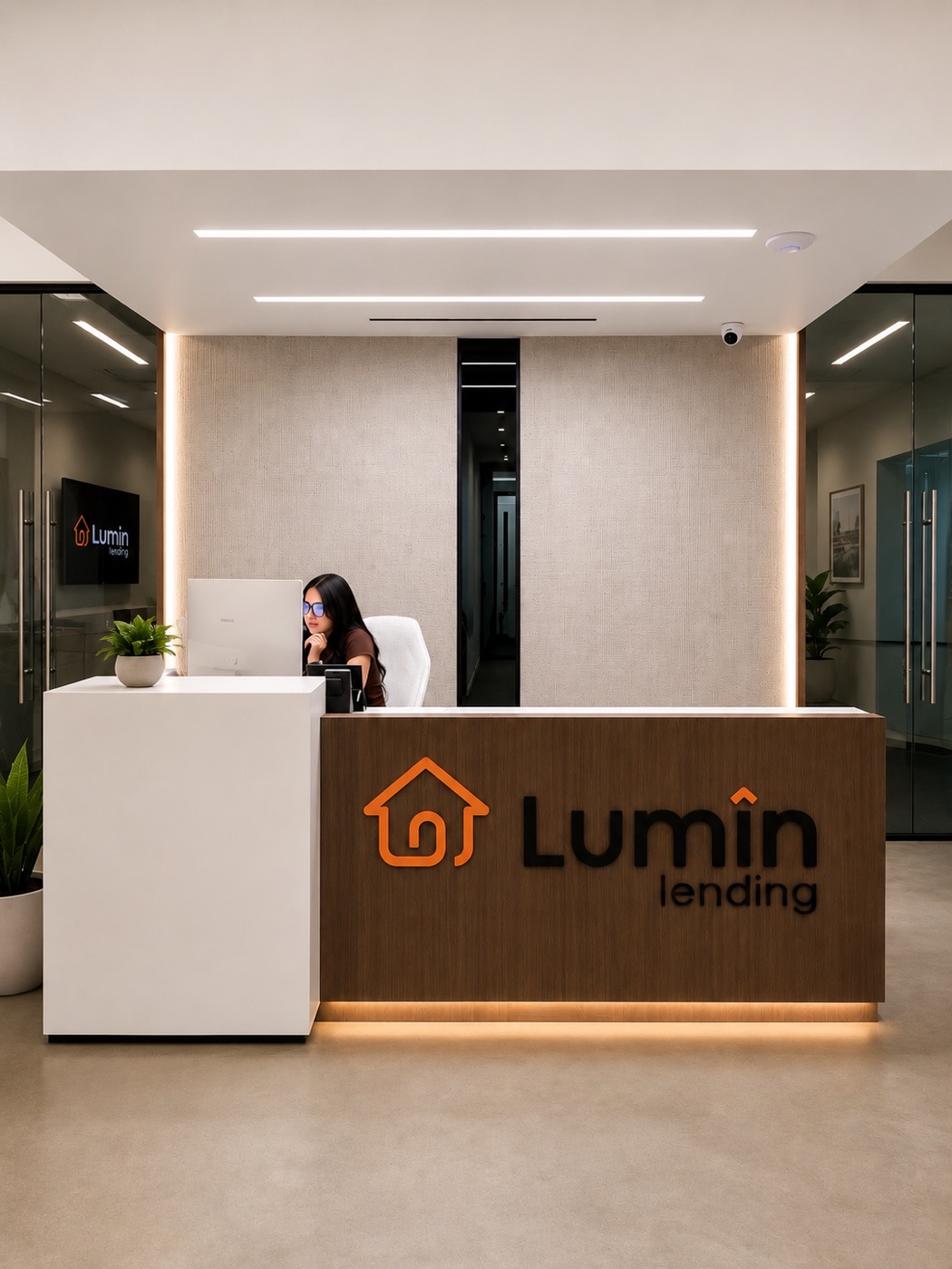 The Lumin Lending front desk at the Irvine office